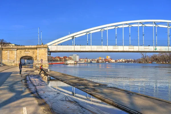Szeged Hungary February 2020 Tisza River Wintertime — Fotografia de Stock