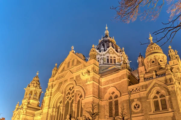 Szeged Synagogue Night Hdr Image — Stockfoto