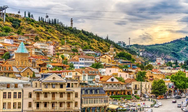 Tbilisi, Georgia - July 2021 : Historical center in cloudy weather