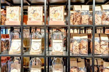 Torun, Poland - August 2021: view on the souvenir store items