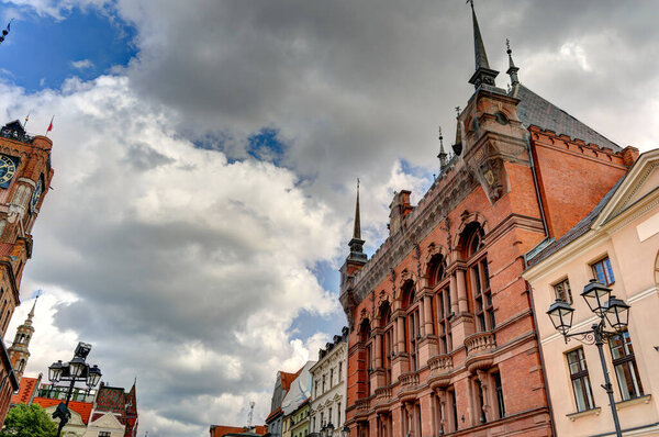 Torun, Poland - August 2021: Beautiful view on the Historical center of the city in summertime