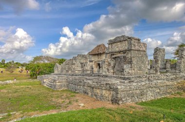 Tulum, Mexico - February 2017: View on the Mayan ruins during cloudy weather