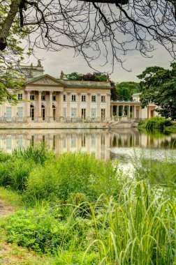 Warsaw, Poland - August 2021: Lazienki Park in cloudy weather
