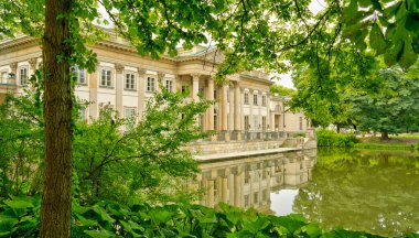 Warsaw, Poland - August 2021: Lazienki Park in cloudy weather