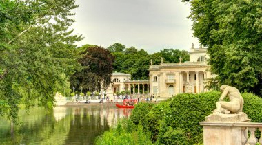 Warsaw, Poland - August 2021: Lazienki Park in cloudy weather