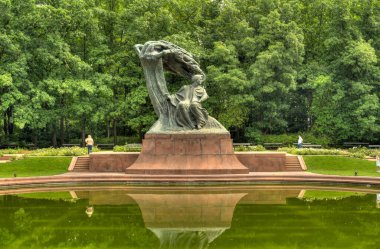 Warsaw, Poland - August 2021: Lazienki Park in cloudy weather