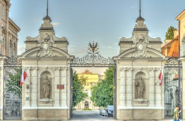 Warsaw, Poland - August 2021 : Nowy Swiat Street at dusk