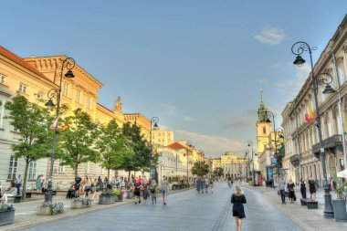 Warsaw, Poland - August 2021 : Nowy Swiat Street at dusk