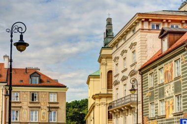 Warsaw, Poland - August 2021: View on the old town in cloudy weather