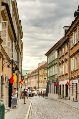 Warsaw, Poland - August 2021: View on the old town in cloudy weather
