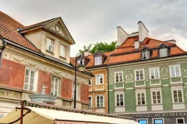 Warsaw, Poland - August 2021: View on the old town in cloudy weather