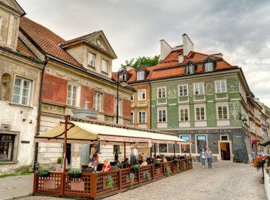 Warsaw, Poland - August 2021: View on the old town in cloudy weather