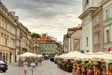 Warsaw, Poland - August 2021: View on the old town in cloudy weather