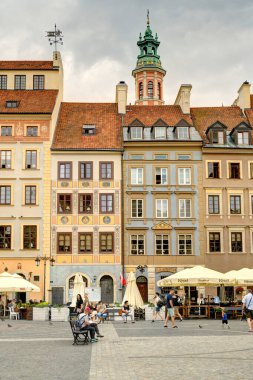 Warsaw, Poland - August 2021: View on the old town in cloudy weather