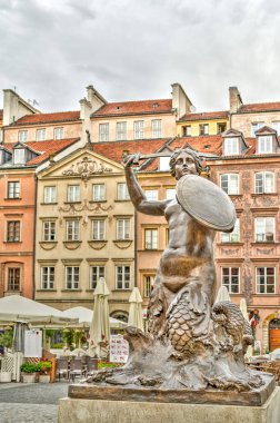 Warsaw, Poland - August 2021: View on the old town in cloudy weather
