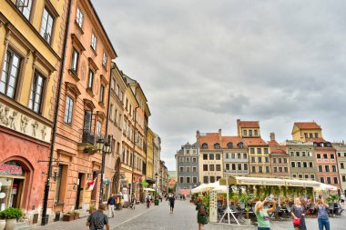 Warsaw, Poland - August 2021: View on the old town in cloudy weather