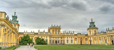 Warsaw, Poland - August 2021: Beautiful view of Wilanow Palace in cloudy weather