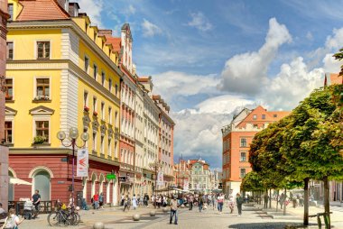 Wroclaw, Poland - August 2021: Beautiful view on the historical center on the city in summer day