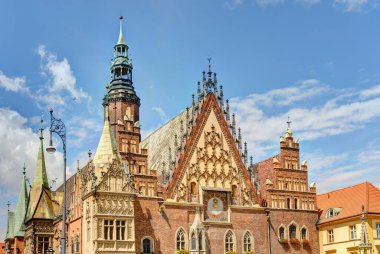 Wroclaw, Poland - August 2021: Beautiful view on the historical center on the city in summer day