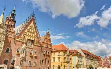 Wroclaw, Poland - August 2021: Beautiful view on the historical center on the city in summer day