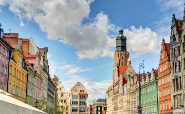 Wroclaw, Poland - August 2021: Beautiful view on the historical center on the city in summer day