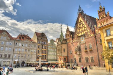 Wroclaw, Poland - August 2021: Beautiful view on the historical center on the city in summer day