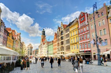 Wroclaw, Poland - August 2021: Beautiful view on the historical center on the city in summer day