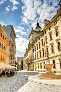 Wroclaw, Poland - August 2021: Beautiful view on the historical center on the city in summer day