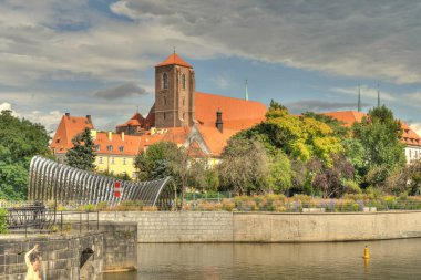 Wroclaw, Poland - August 2021: Beautiful view on the historical center on the city in summer day