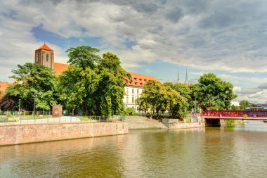 Wroclaw, Poland - August 2021: Beautiful view on the historical center on the city in summer day