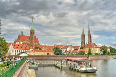 Wroclaw, Poland - August 2021: Beautiful view on the historical center on the city in summer day
