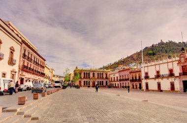 Zacatecas, Mexico - March 2017: Beautiful view on the Historical center of the city in sunny weather