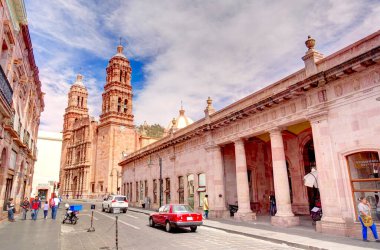 Zacatecas, Mexico - March 2017: Beautiful view on the Historical center of the city in sunny weather
