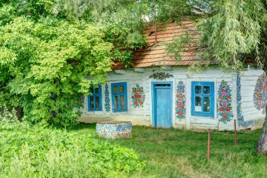 Zalipie, Poland - August 2021: Old picturesque village in sunny weather