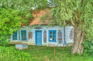 Zalipie, Poland - August 2021: Old picturesque village in sunny weather