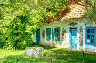 Zalipie, Poland - August 2021: Old picturesque village in sunny weather