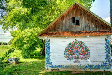 Zalipie, Poland - August 2021: Old picturesque village in sunny weather