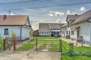 Zalipie, Poland - August 2021: Old picturesque village in sunny weather