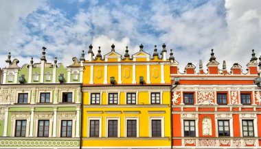 Zamosc, Poland - August 2021: Historical center of the city in cloudy weather day              