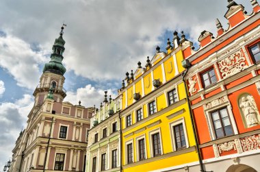 Zamosc, Poland - August 2021: Historical center of the city in cloudy weather day              