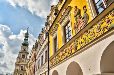 Zamosc, Poland - August 2021: Historical center of the city in cloudy weather day              