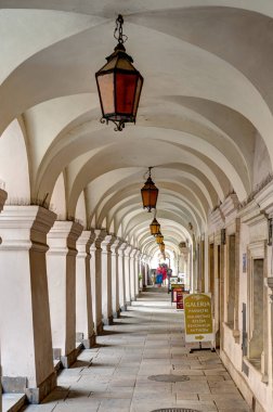 Zamosc, Poland - August 2021: Historical center of the city in cloudy weather day              