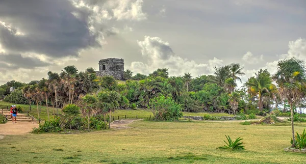 Tulum Mexico February 2017 View Mayan Ruins Cloudy Weather — Zdjęcie stockowe