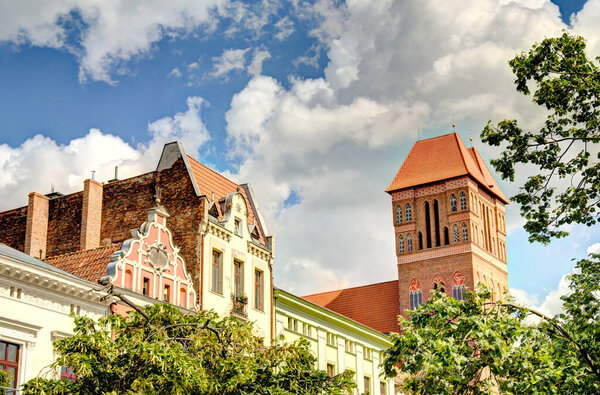 Torun, Poland - August 2021: Beautiful view on the Historical center of the city in summertime