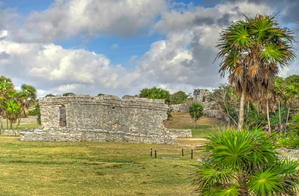 Tulum Mexico February 2017 View Mayan Ruins Cloudy Weather — Foto Stock