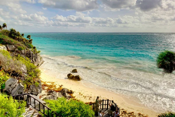 Tulum Mexico February 2017 View Mayan Ruins Cloudy Weather — Foto de Stock
