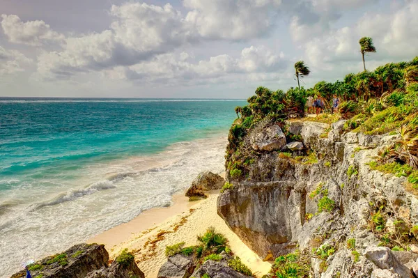 Tulum Mexico February 2017 View Mayan Ruins Cloudy Weather — ストック写真