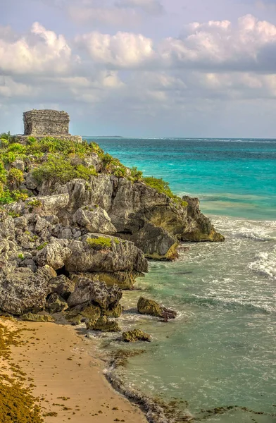 Tulum Mexico February 2017 View Mayan Ruins Cloudy Weather — Foto de Stock