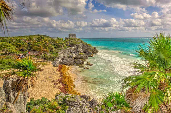 Tulum Mexico February 2017 View Mayan Ruins Cloudy Weather — Foto de Stock