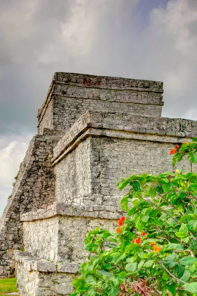 Tulum Mexico February 2017 View Mayan Ruins Cloudy Weather — Stock Photo, Image